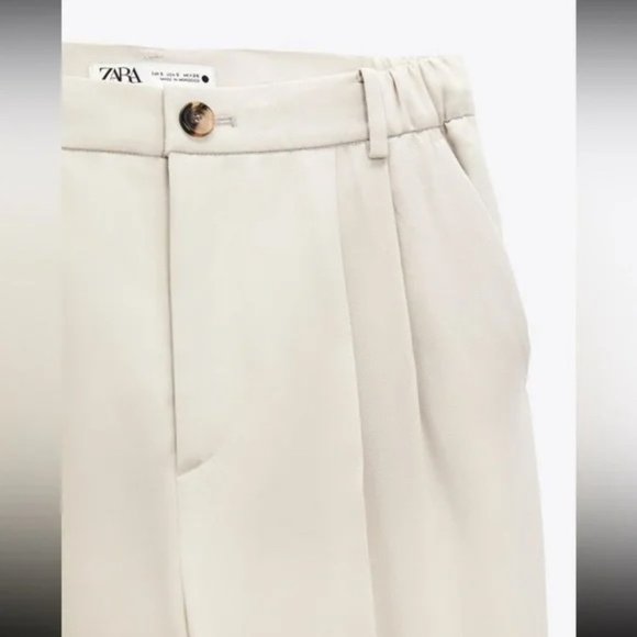 BNWOT: Zara Textured Pleated Ankle Pants - Picture 5 of 12